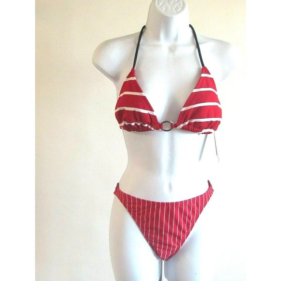 Ann Cole Red/White/Blue 2Pc Striped Designer Bikini 10-12-14 - Picture 1 of 9